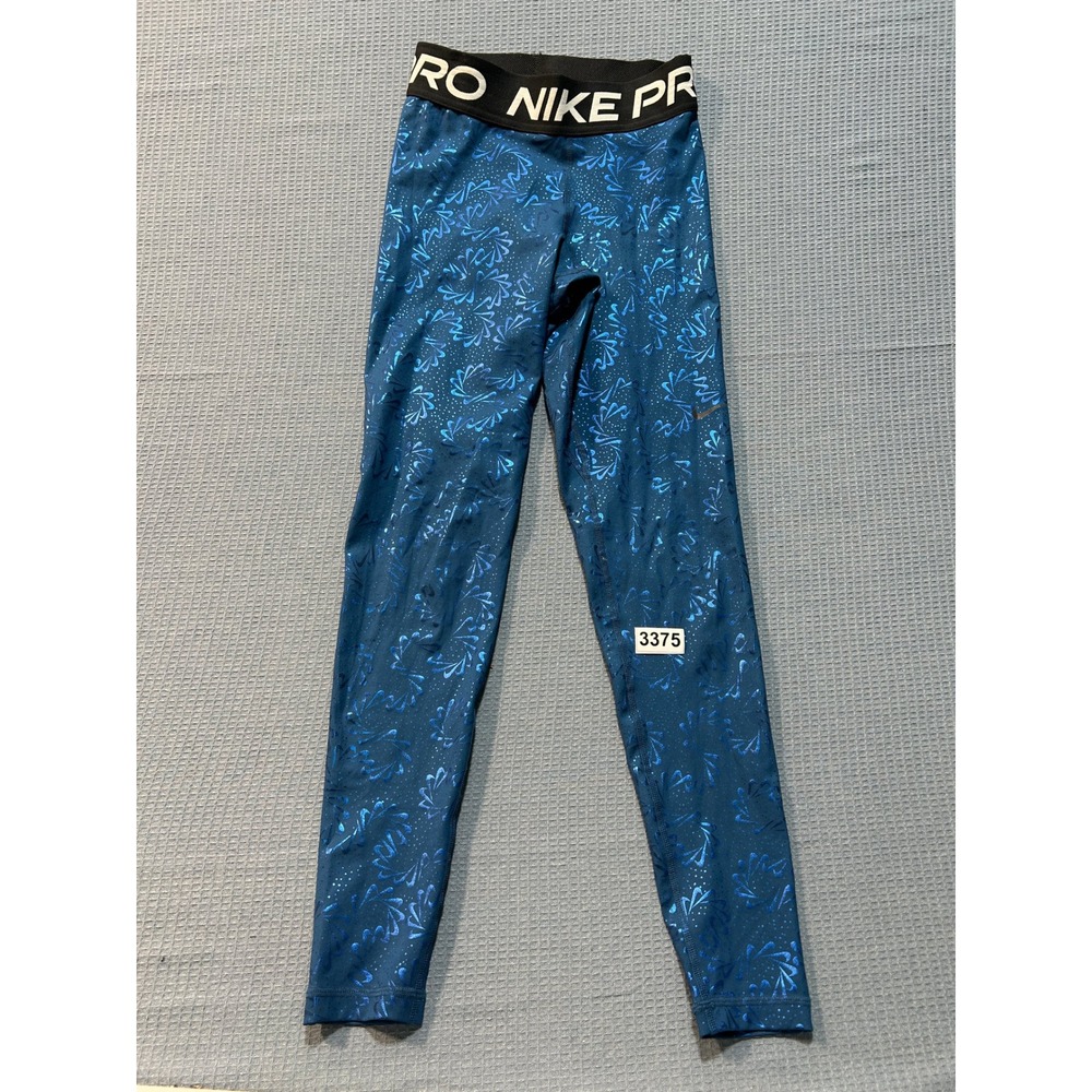 Nike Swoosh Pro Dri-FIT Leggings Womens Sz XS Blue